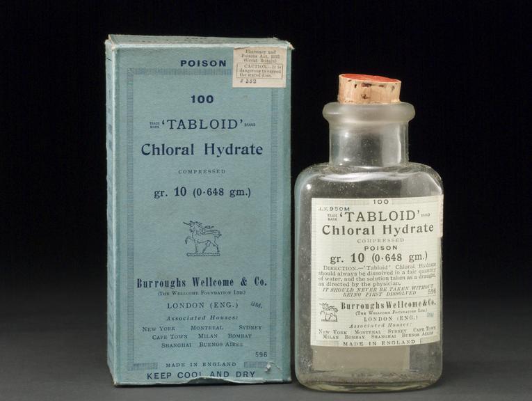 Empty bottle for "Tabloid" Chloral Hydrate