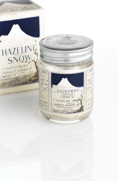 Box containing jar of Hazeline Snow