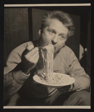 Daily Herald Photograph; Eating Spaghetti