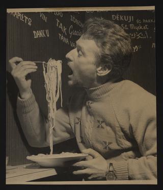 Daily Herald Photograph; Eating Spaghetti