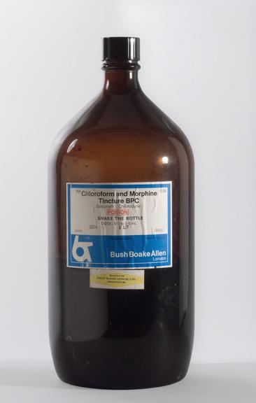 2 litre glass bottle half-full of Chloroform and Morphine