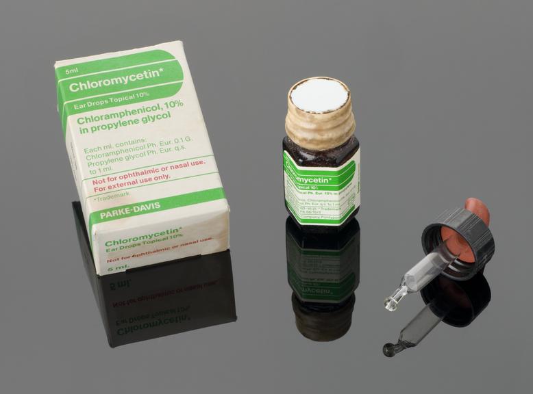 Chloromycetin ear drops,(chloramphenicol), 10%, topical, 5ml bottle