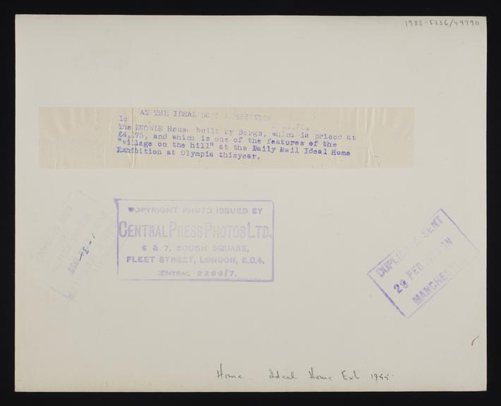 Daily Herald Photograph: Ideal Home Exhibition, Knowle House
