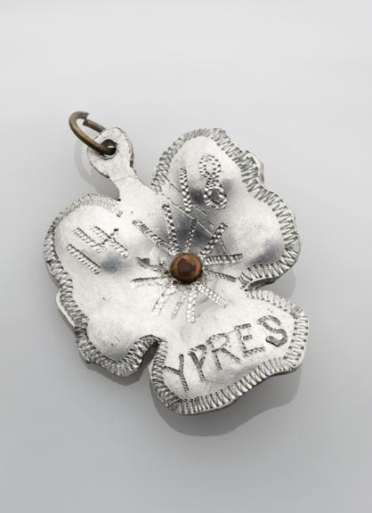 Amulet, tin and copper(?), shamrock, probably 1918