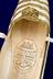 Pair of Queen Victoria's white satin slippers with bars of gold