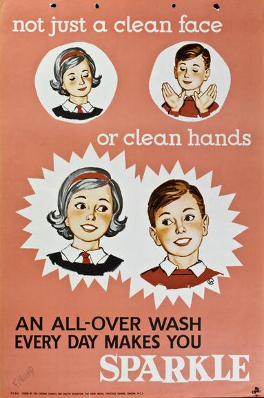 Poster, with a personal hygiene and cleanliness message