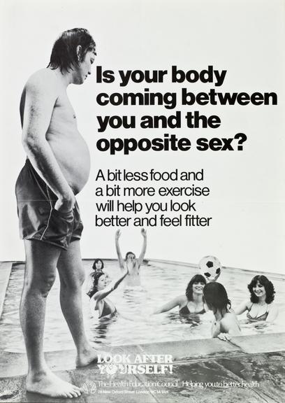 'Is your body coming between you and the opposite sex?' posters (poster)