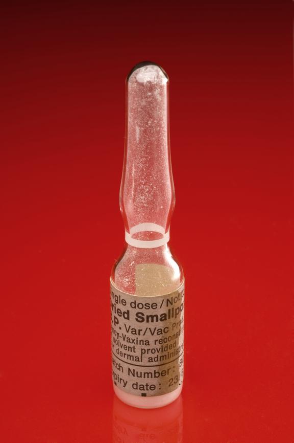 One of two ampoules, in boxes, of Dried Smallpox Vaccine B.P