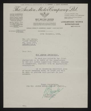 A document of Industry, Motor, Lorries, Tractors