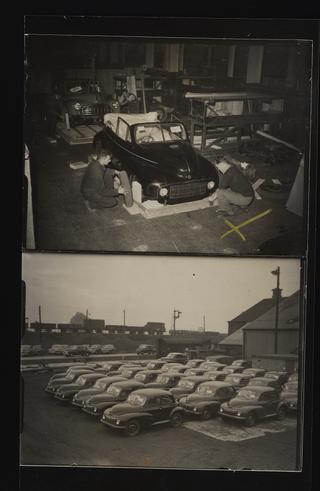 A photographic print of Industry, Motor, Assembly Lines, Completed Cars ...