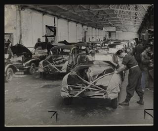 A photographic print of Industry, Motor, Assembly Lines, Completed Cars ...