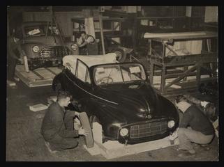 A photographic print of Industry, Motor, Assembly Lines, Completed Cars ...