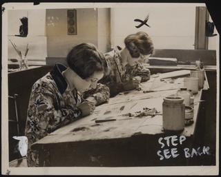 Daily Herald Photograph: Drawing designs at Calico Printers' Association studio, Manchester