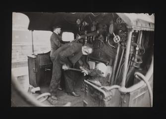 The fireman stokes his fire and the holiday express is ready