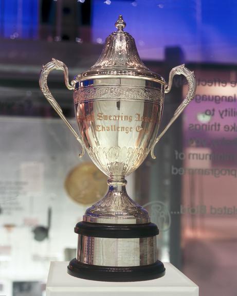 Silver plated trophy entitled 'British Swearing Association Challenge Cup'