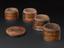 Cylindrical wooden spice box with 4 compartments and screw on