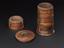 Cylindrical wooden spice box with 4 compartments and screw on