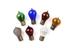 Set of seven different coloured Royal Ediswan decorative light bulbs by Edison Swan Electric Co Ltd (incandescent electric lamp with carbon filament)