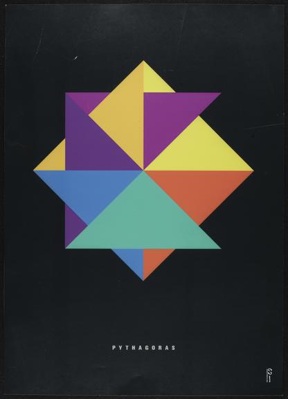 Danish poster with geometric figures titled Pythagoras