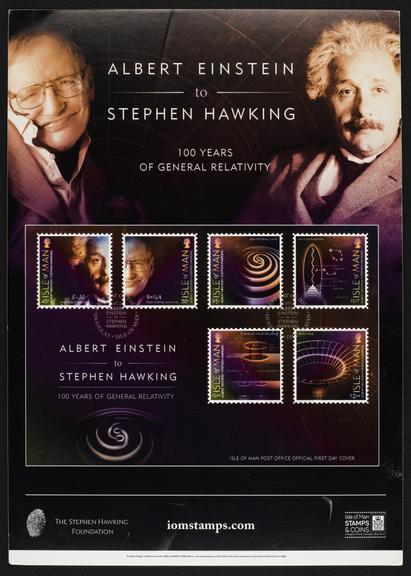 Poster of Isle of Man postage stamps celebrating 100 years of General Relativity (unmounted)