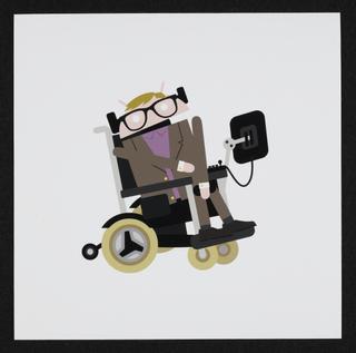 Framed cartoon of Stephen Hawking as an Android 'bugdroid'