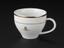 White ceramic tea cup with gold accent