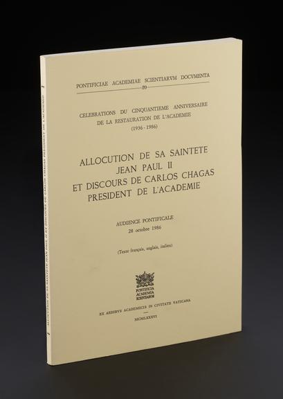 Book with speeches during the 1986 meeting at the Vatican's Academy of Sciences, when Hawking became an ordinary member