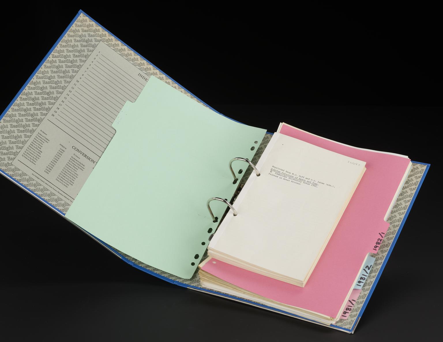 Binder with copies of preprints for distribution | Science Museum Group ...