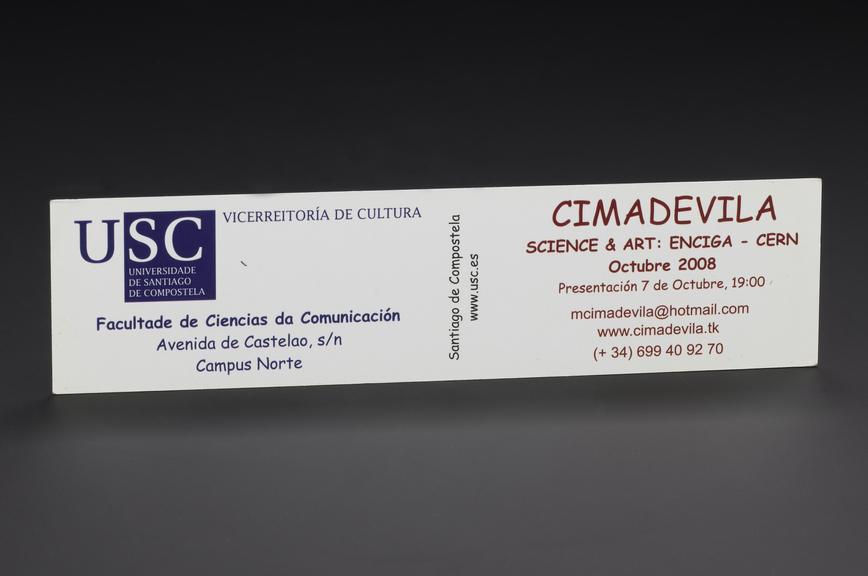 Bookmark designed by artist Margarita Cimadevila