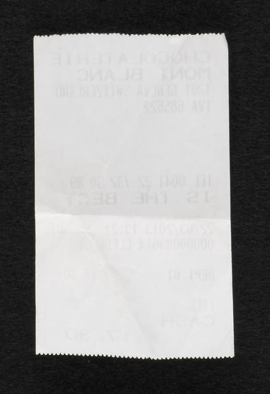 Receipt for Chocolaterie in Geneva, Switzerland, 2013.