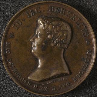 Circular brass medal to commemorate Joseph Berzelius