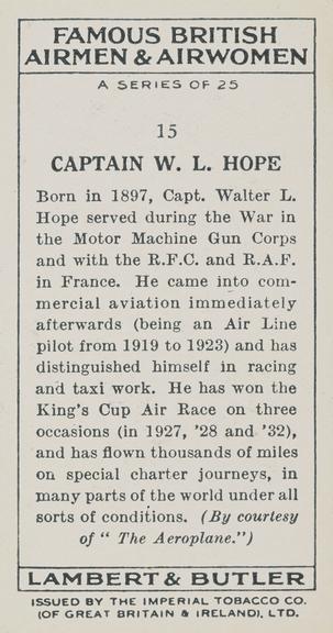 Set of 'Famous British Airmen & Airwomen' cigarette cards