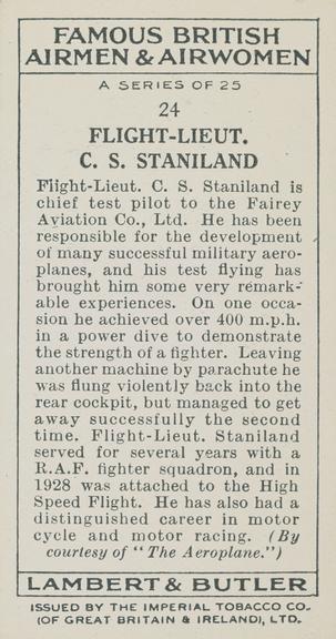 Set of 'Famous British Airmen & Airwomen' cigarette cards