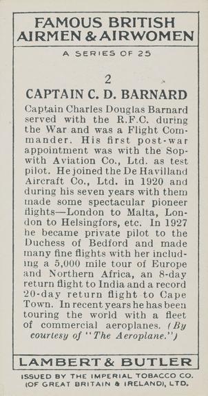 Set of 'Famous British Airmen & Airwomen' cigarette cards