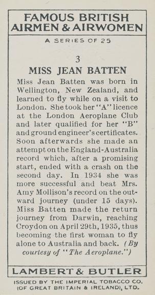 Set of 'Famous British Airmen & Airwomen' cigarette cards