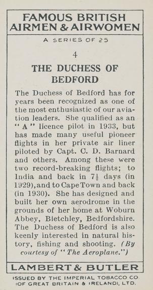 Set of 'Famous British Airmen & Airwomen' cigarette cards