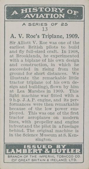 Set of 'A History of Aviation' cigarette cards