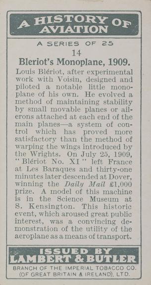 Set of 'A History of Aviation' cigarette cards