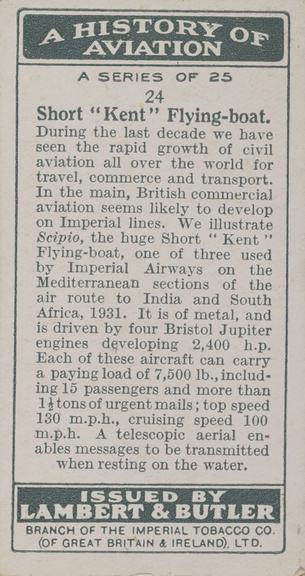 Set of 'A History of Aviation' cigarette cards
