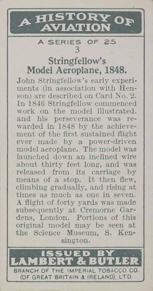 Set of 'A History of Aviation' cigarette cards