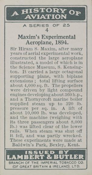 Set of 'A History of Aviation' cigarette cards