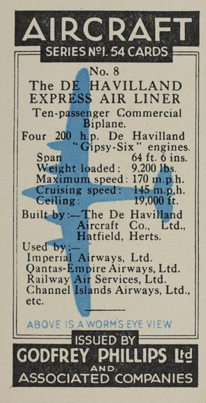 Set of 'Aircraft. Series No.1' cigarette cards