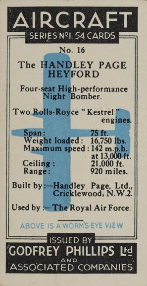 Set of 'Aircraft. Series No.1' cigarette cards