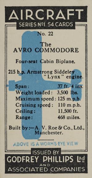 Set of 'Aircraft. Series No.1' cigarette cards