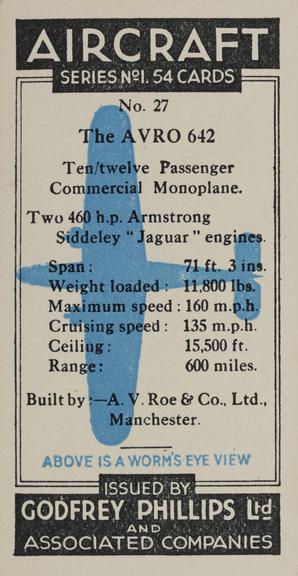 Set of 'Aircraft. Series No.1' cigarette cards