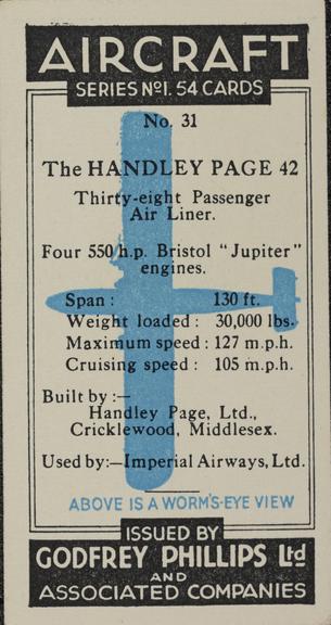 Set of 'Aircraft. Series No.1' cigarette cards