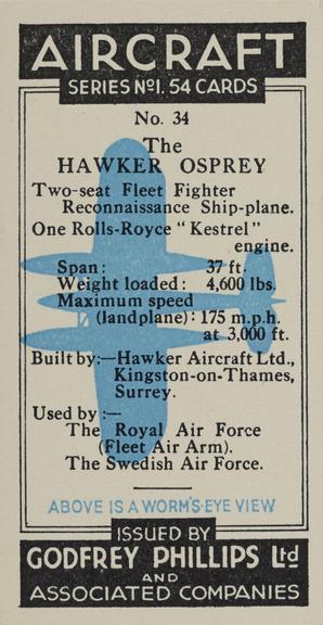 Set of 'Aircraft. Series No.1' cigarette cards