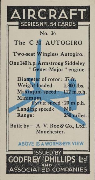 Set of 'Aircraft. Series No.1' cigarette cards