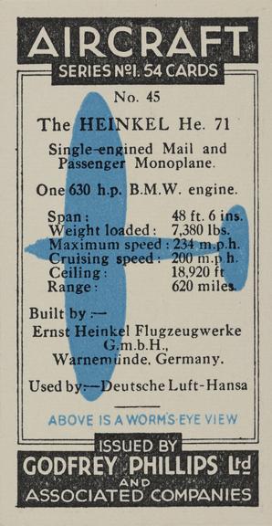 Set of 'Aircraft. Series No.1' cigarette cards