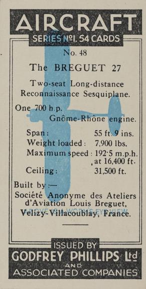 Set of 'Aircraft. Series No.1' cigarette cards